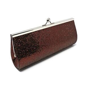 Brown Glitter Evening Clutch Retro Slim Style Purse Shoulder Chain 10x4 -Hey Viv